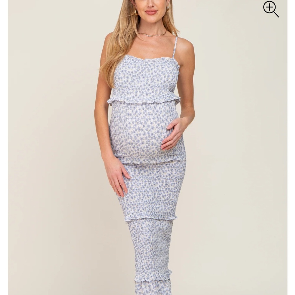 PinkBlush Blue Floral Maternity Dress